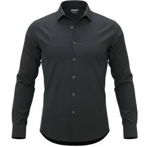 Van Heusen Mens Slim Fit Dress Shirt Black Traveler Stretch M